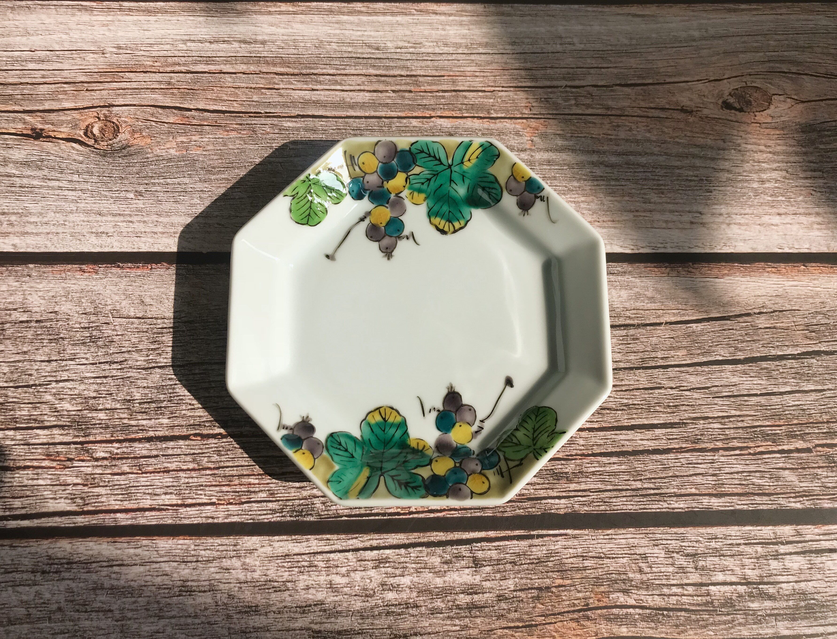 盘子碟子日本进口九谷烧吉田屋野葡萄日式陶瓷碟