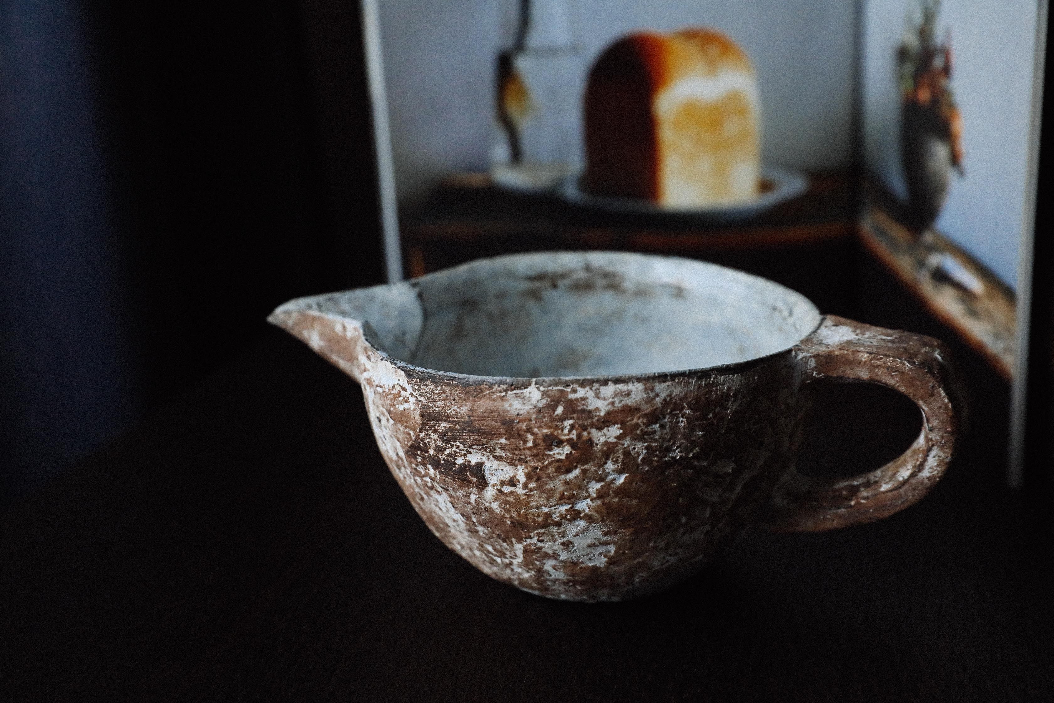 煨灶gallery日本作家石原稔久粗陶片口杯现货茶杯