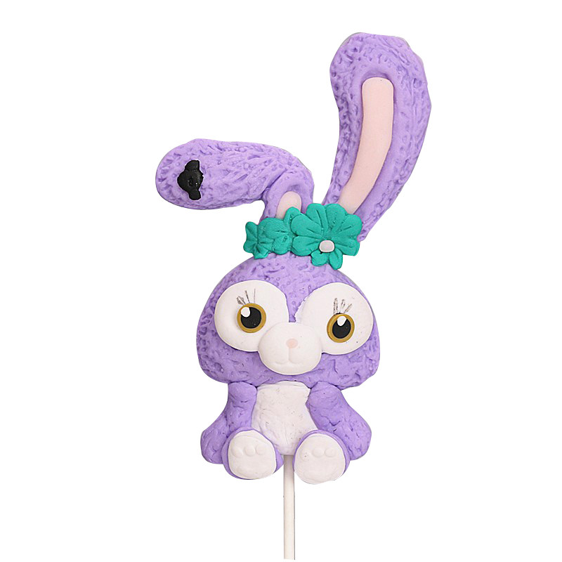 网红生日蛋糕装饰摆件星黛路紫色兔子卡通烘焙装扮插牌摆件配件