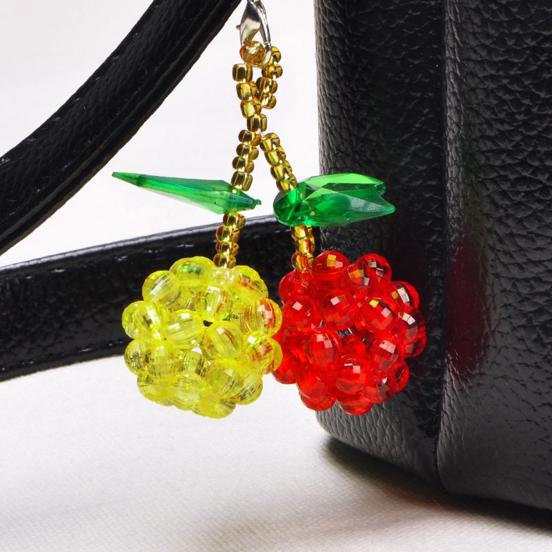 手工串珠diy小樱桃材料包散珠 新款创意串珠小挂件 包挂钥匙挂件