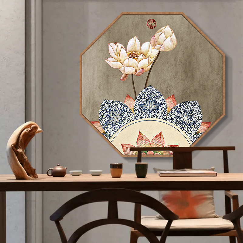 新中式装饰画进门禅意挂画古风客厅背景墙壁画过道茶室养生中国风