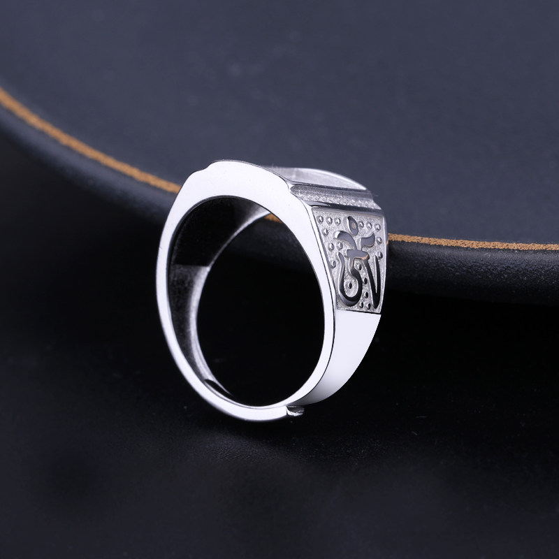 纯银戒指s925空托男镶嵌绿松松石蜜蜡南红戒托戒指