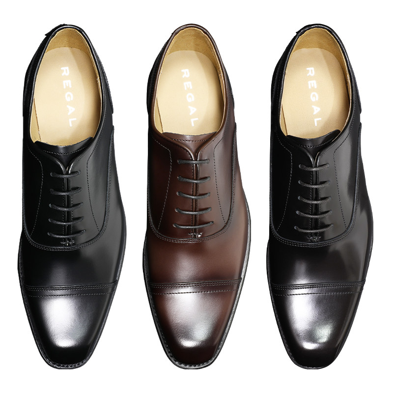 regal丽格日本品牌商务务正手工固特异男士黑皮正装皮鞋