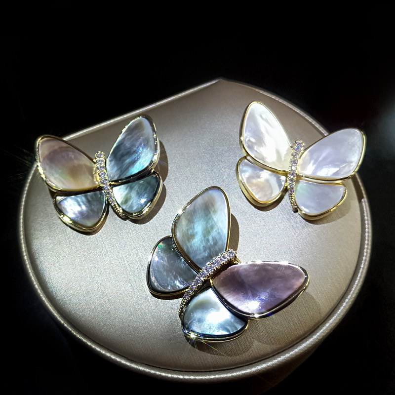 天然淡水真珍珠贝母贝壳胸针高档别针男女士胸花西装旗袍大衣配饰