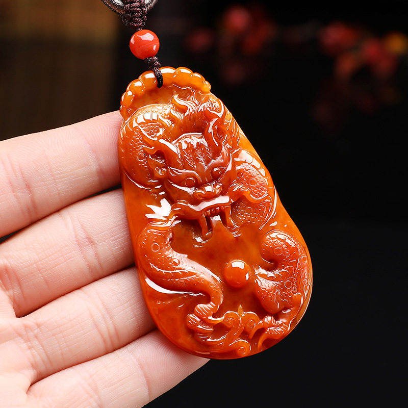 祥祯福祥龙致福天然翡翠吊坠红翡龙牌挂件徐炼求大师