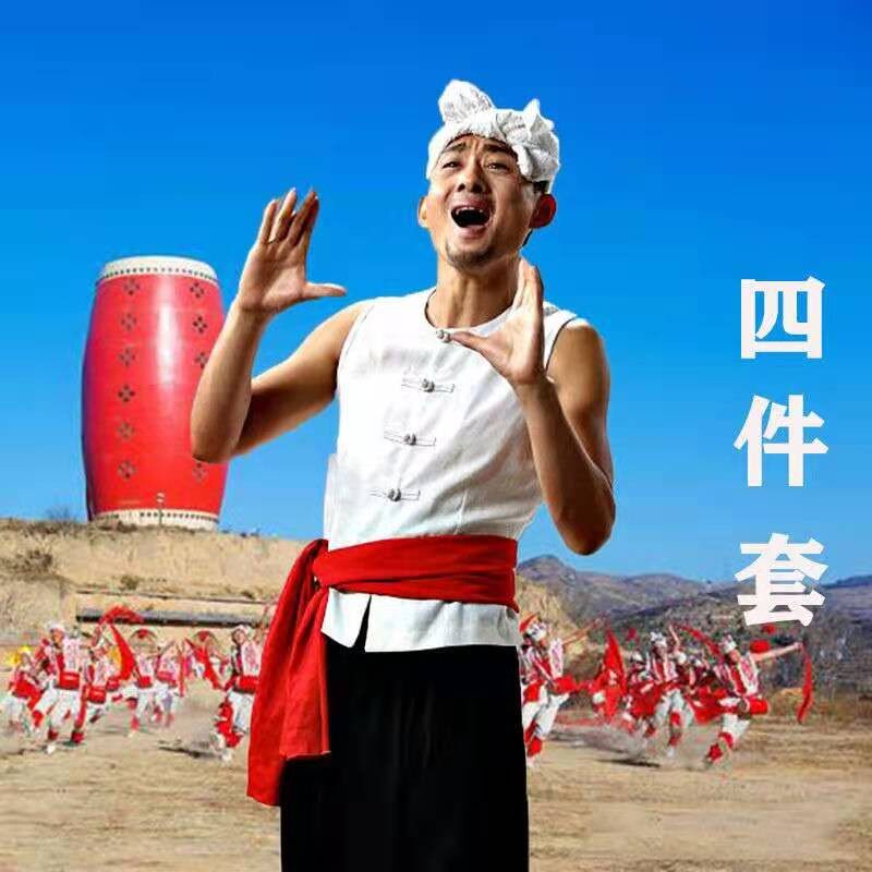服装阿宝演出服农民腰鼓放羊放牛娃陕北民歌儿童儿童演出服