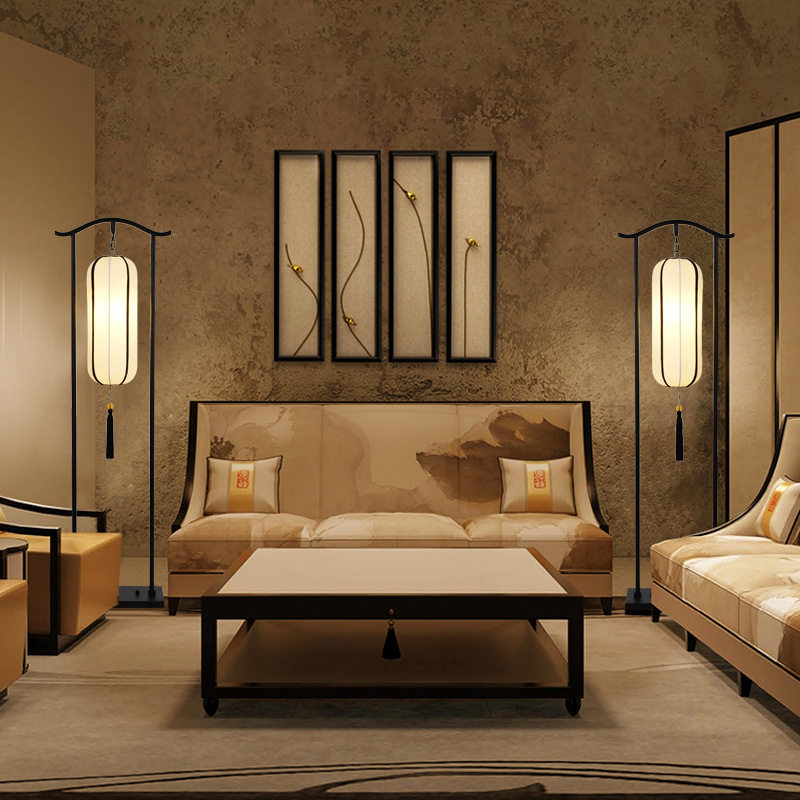 新中式简约中国仿古装饰书房卧室花鸟台灯古典落地灯