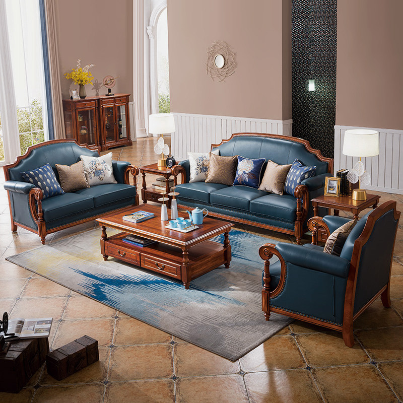 真皮沙发皮适用人数-多人&风格-美式乡村