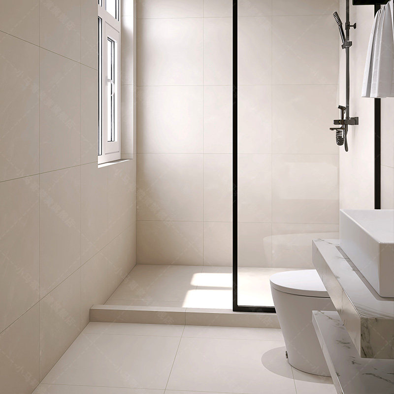 小马哥奶油色侘寂风水泥卫生间厨房瓷砖哑光淡黄色釉面砖