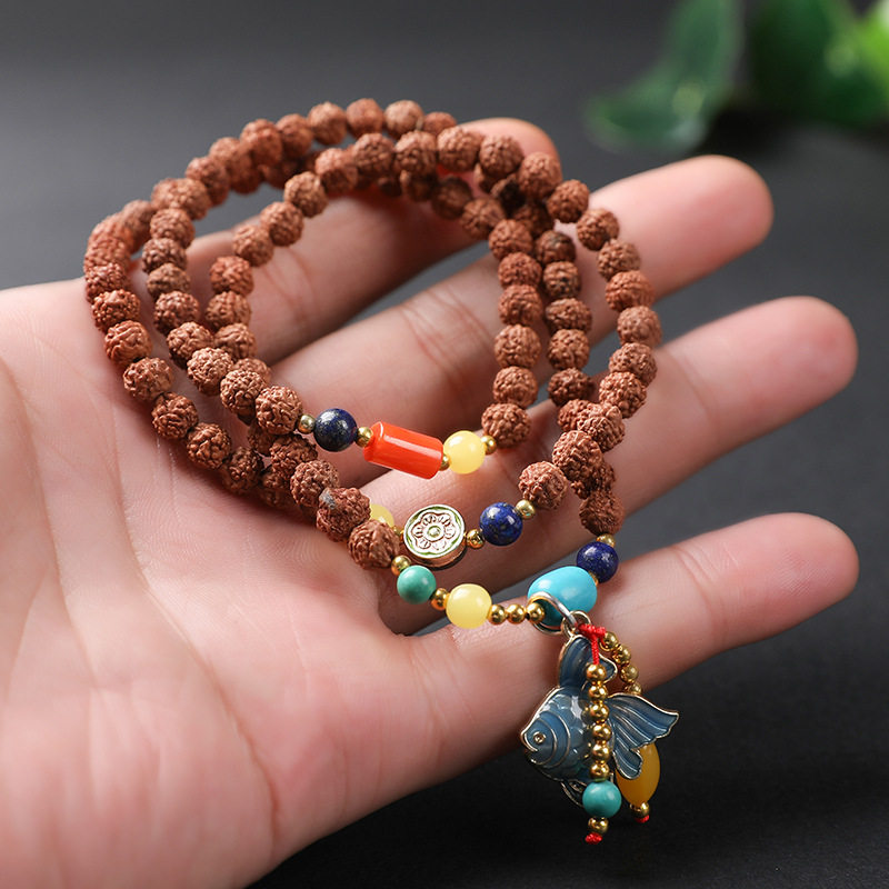 小金刚手串男108颗菩提提子佛珠手链女长项链文玩手串