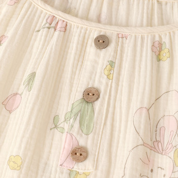 {Little Rabbit Dreamland} 2024 New Cute Cotton Pajamas Women's Summer Home Clothes Loose Large Size Short Sleeve Pajamas