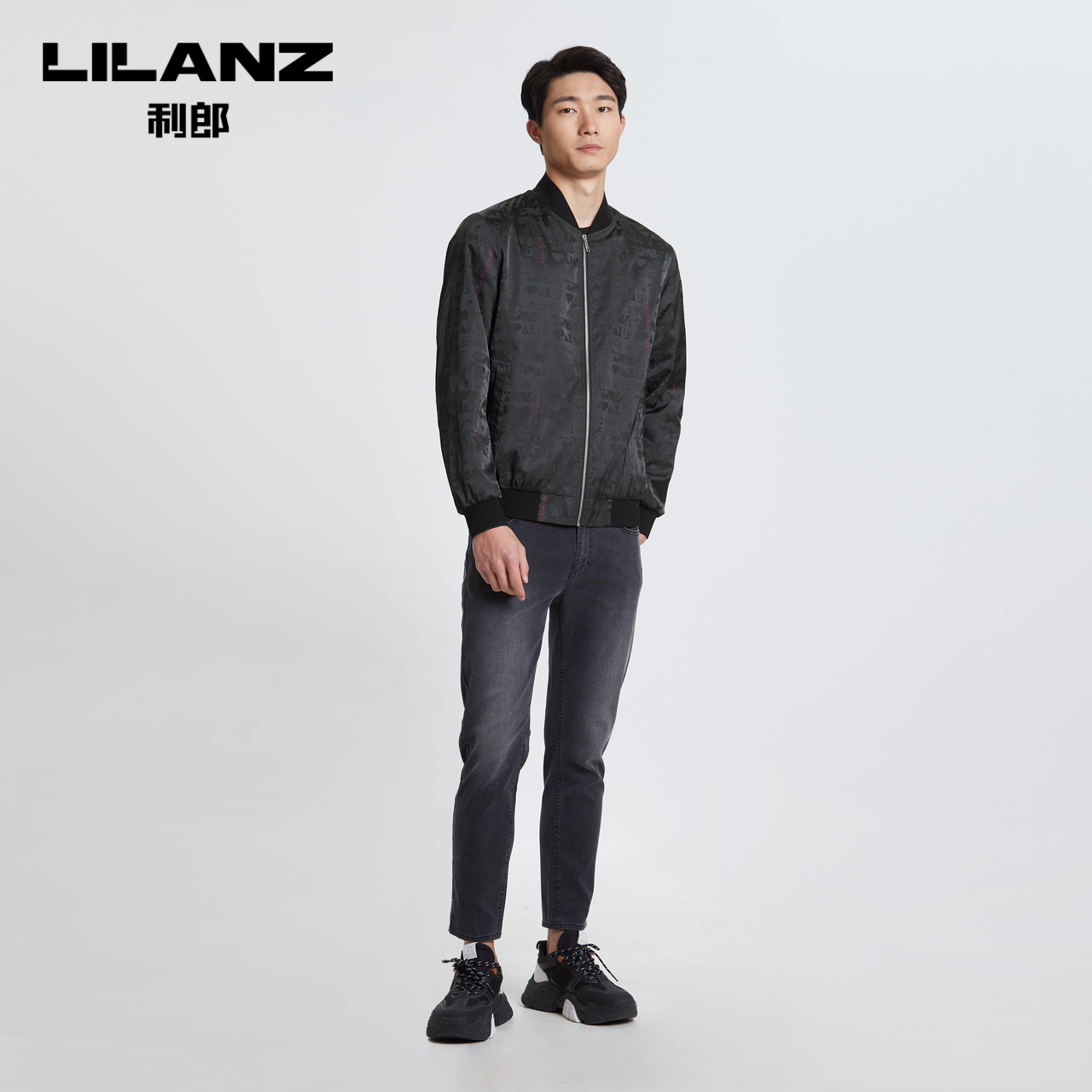 利郎官方夹克男短款休闲棒球领满版提花2022年春季男士外套