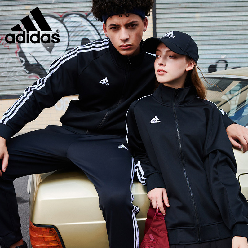 adidas阿迪达斯运动套装男女同款开衫拉链外套休闲百搭宽松夹克