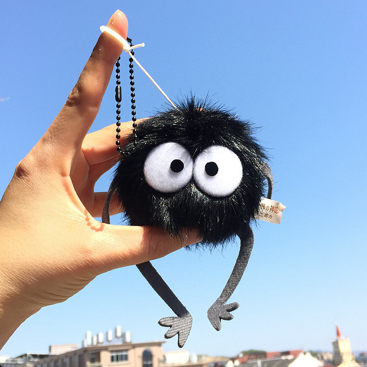 驱霉运卡通草帽小煤球黑炭灰尘精灵书包挂件钥匙扣布偶饰