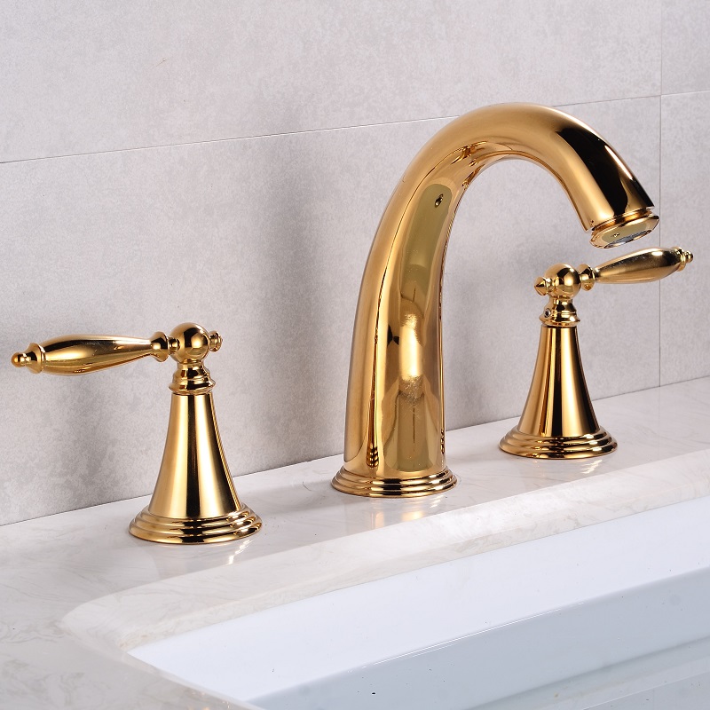 三孔面盆水龙头台下盆镍拉丝龙头全铜冷热水分体面盆龙头