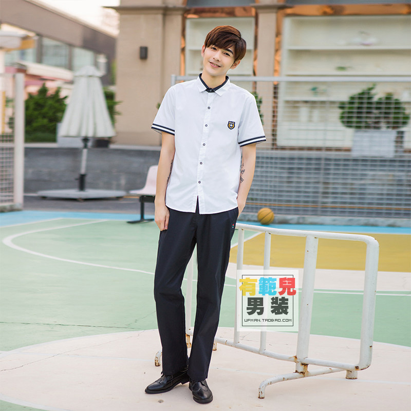 南宁校服初中高中中学白色男生女生长袖衬衫春季学生校服