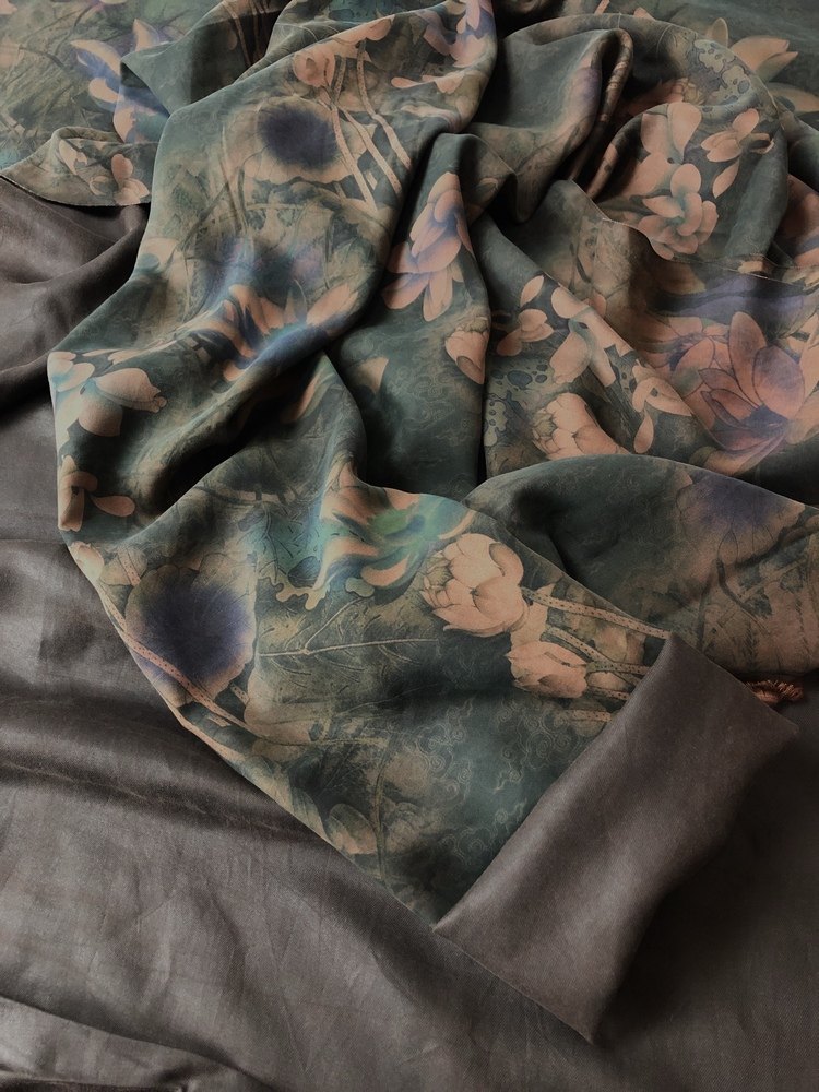 面料重磅绢丝莨绸绢纺真丝香云纱布布料中式海绵垫