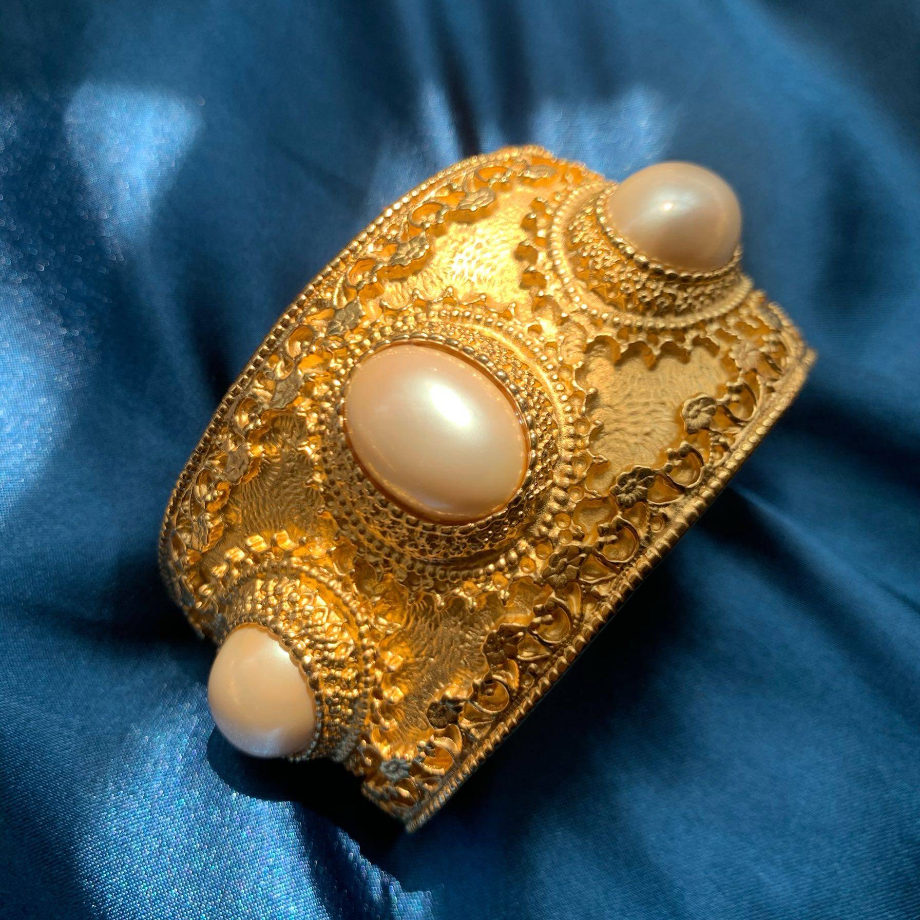 美国vintage罕见古董joanrivers收藏埃及女王花纹手镯