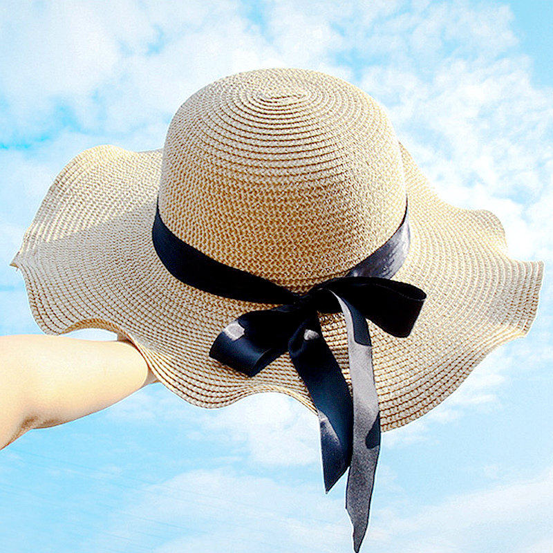 沙滩帽子女夏海边大帽檐防晒波西米亚甜美可爱折叠小清新度假大沿