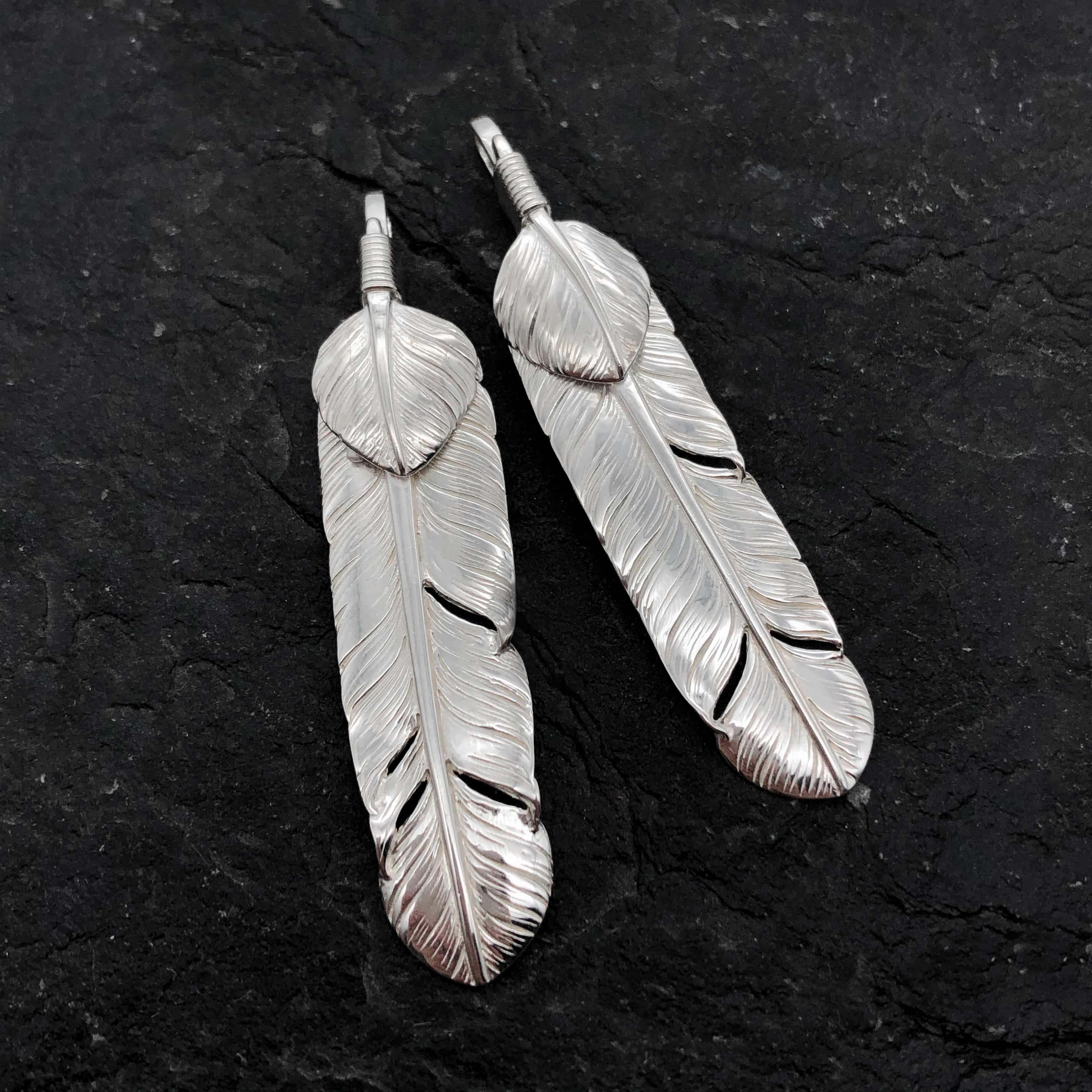 鹫见太郎唐草上银葵扇羽毛吊坠男潮潮牌银坠子女项坠