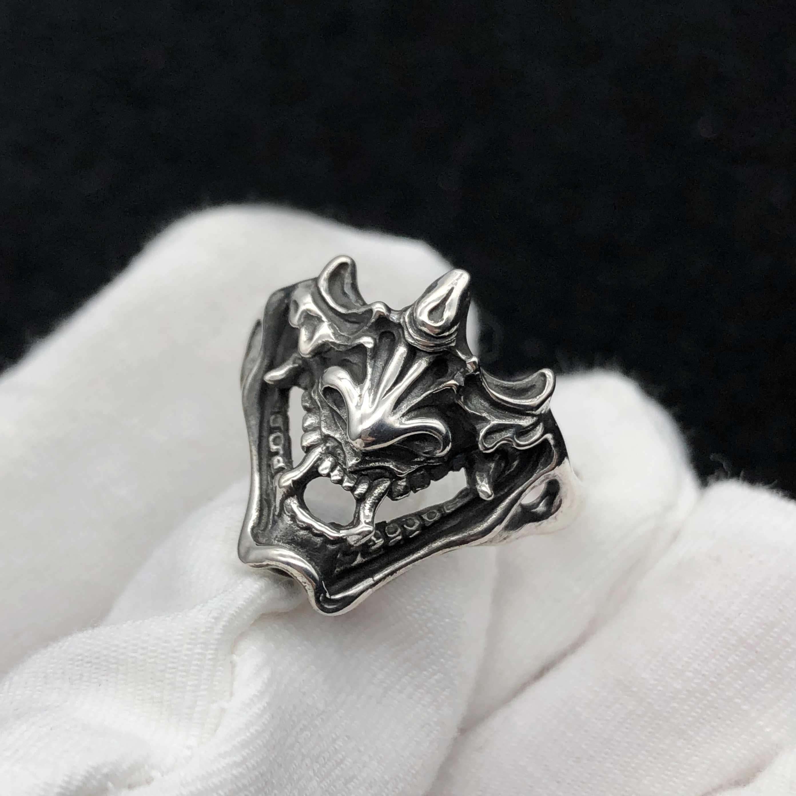 dualflow恶魔戒指男潮纯银指环潮牌小众戒指