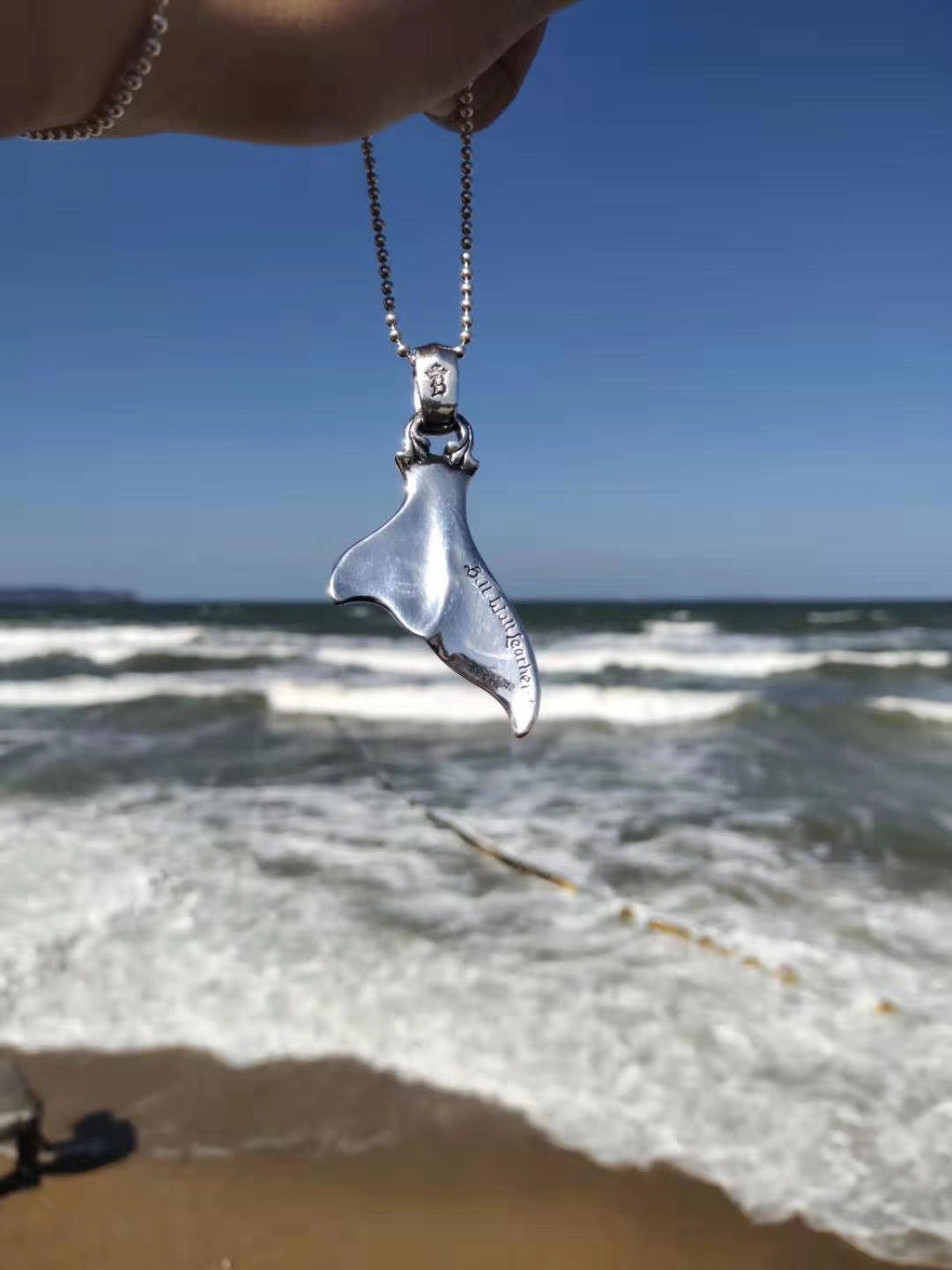 项链bwl鲸鱼鱼尾吊坠纯银男潮女款刻字送礼项坠