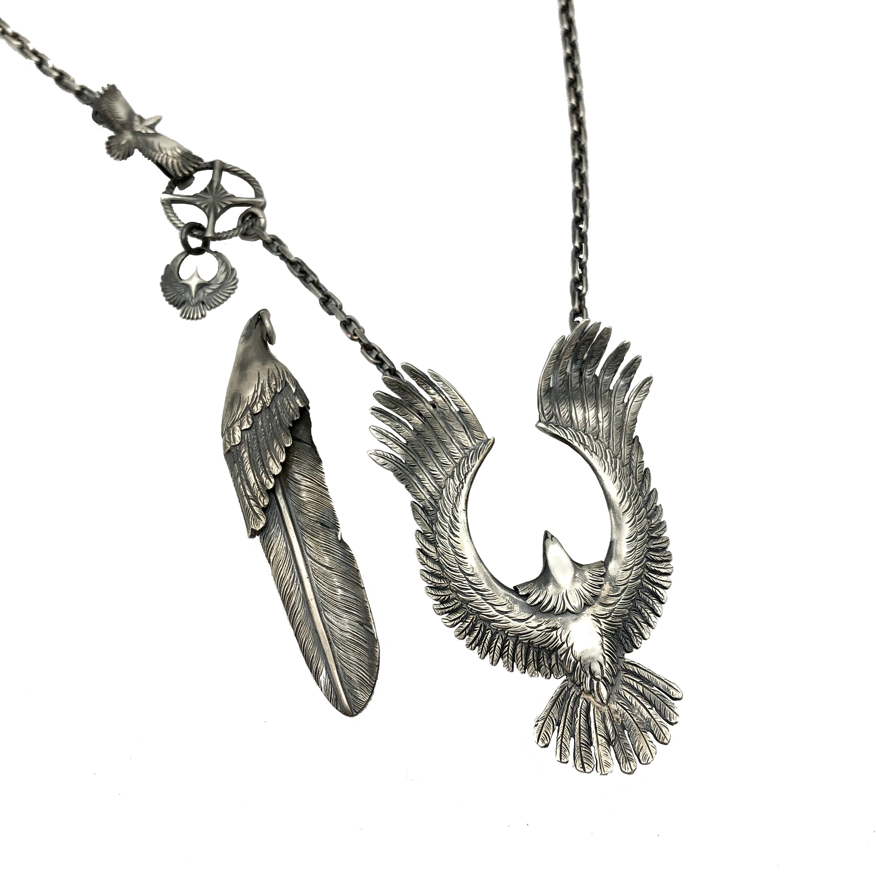 项链hb地平线大鹰印第印第安安高桥风吊坠纯银项链