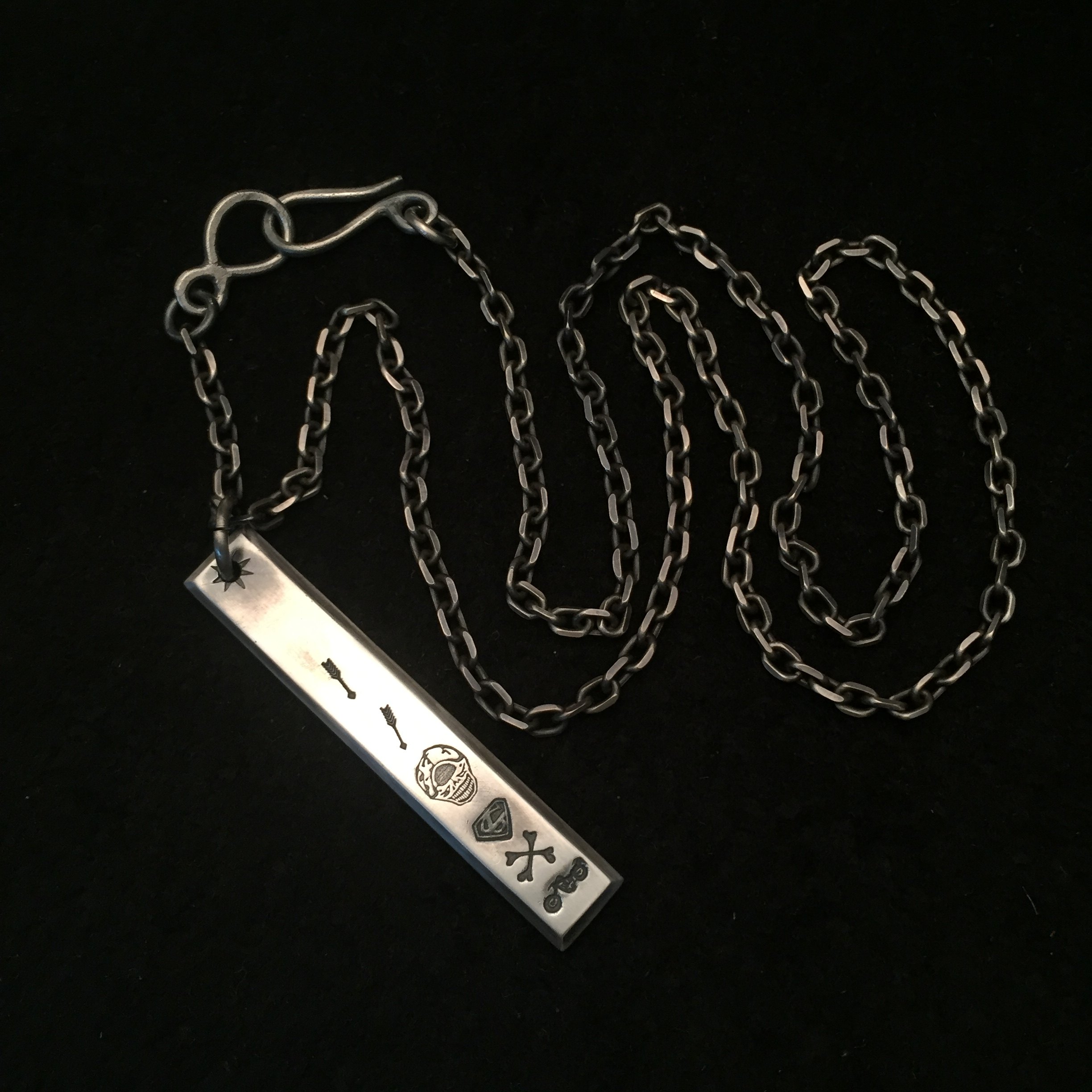 高山隆stoplight925纯银银条diy手工吊坠錾刻图案定制项坠