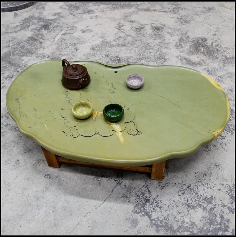 清云居砚艺端石绿端荷叶田田茶盘收藏珍品肇庆茶盘