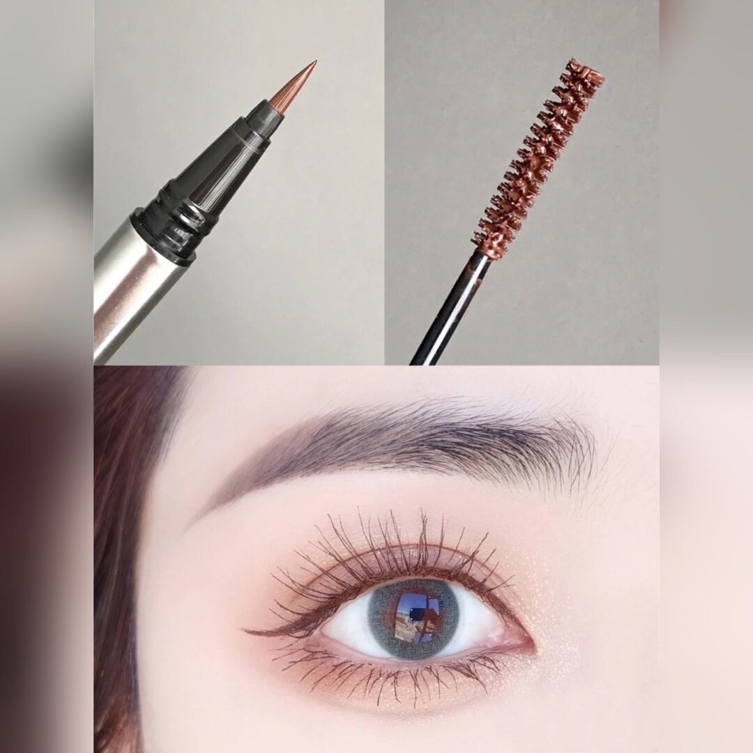 小银双头睫毛膏眼线二合一懒人棕色防水不晕持久眼线