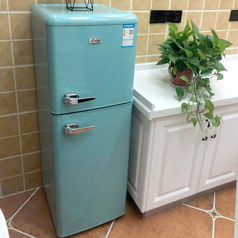 志高双门老式复古客厅冰箱欧式红黄蓝彩色小型厨房冰箱