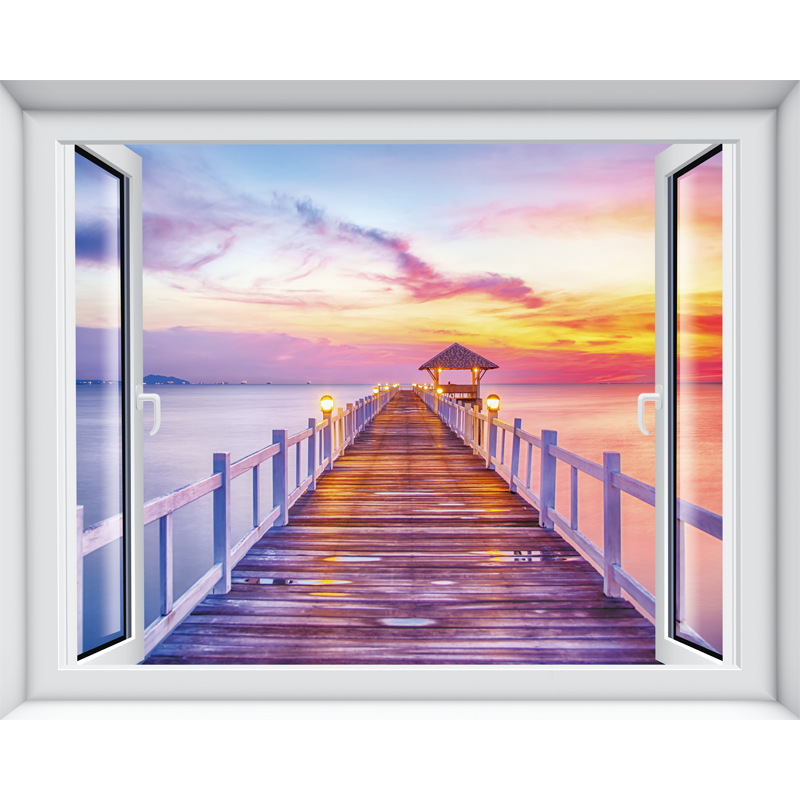 创意3d立体仿真假窗户墙贴卧室床头墙壁贴画壁纸田园风景装饰贴纸