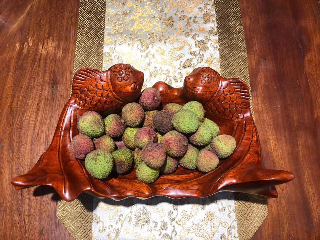 东阳木雕年年有余果盘红木客厅家用动物实木托盘木雕