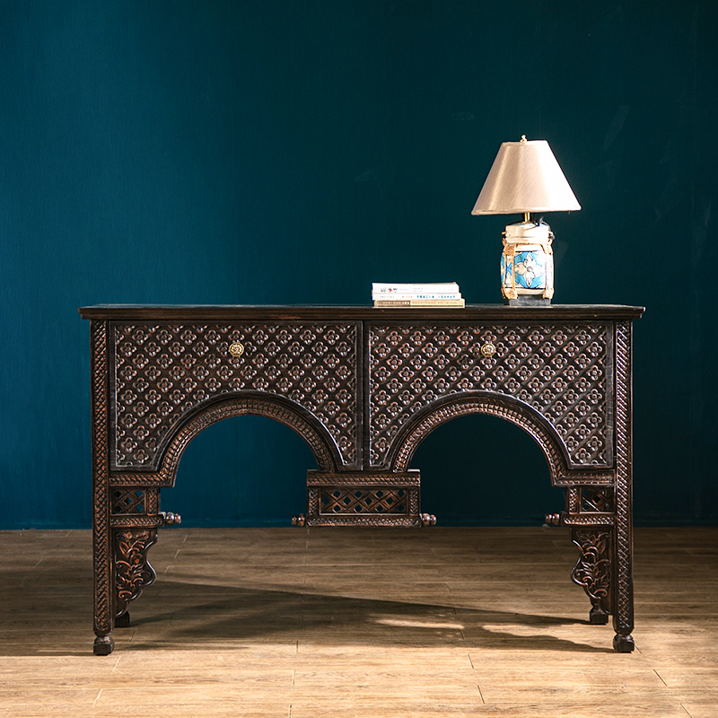 异丽东南亚风格土耳其玄关柜原木家具泰式实木玄关台玄关柜隔断柜