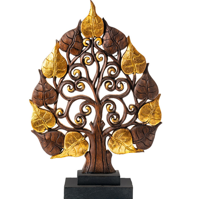 泰国家居饰品玄关装饰摆件 实木雕刻菩提树客厅创意摆件招财镇宅