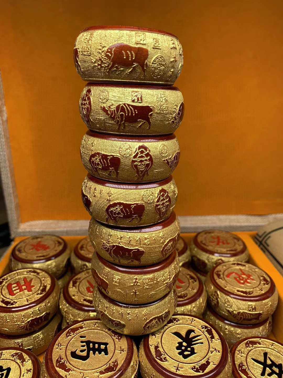 精品金丝土豪金五牛五牛中国象棋特价包邮中国象棋