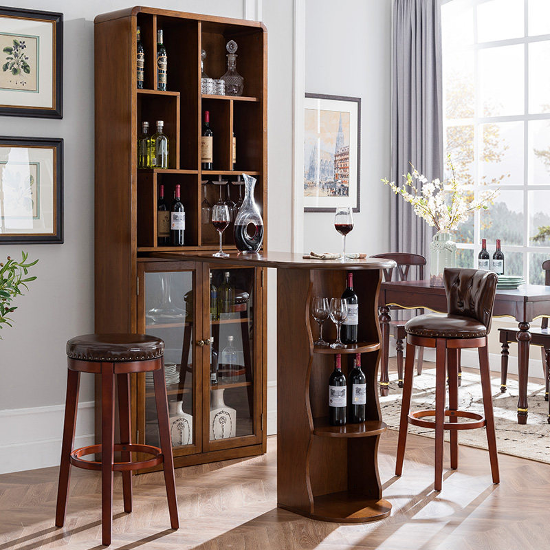 吧台美式实木欧式简约酒柜家用可伸缩隔断客厅酒柜