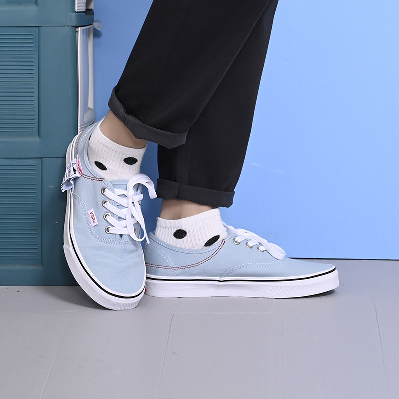 vans范斯2021年夏季新款情侣款湖蓝色休闲低帮帆布鞋