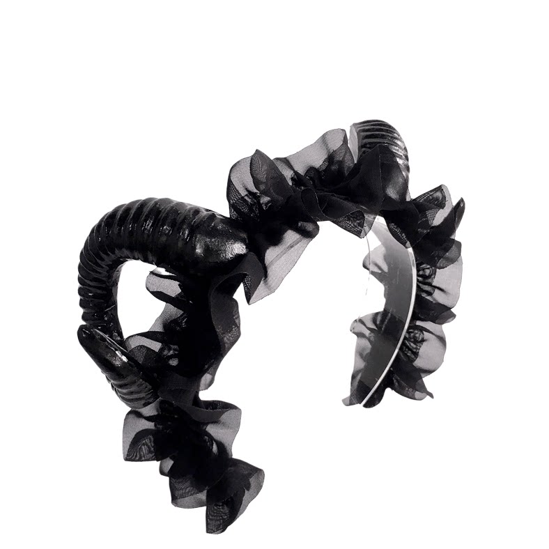 发箍手作订制lolita少女恶魔羊角暗黑哥特摄影发饰