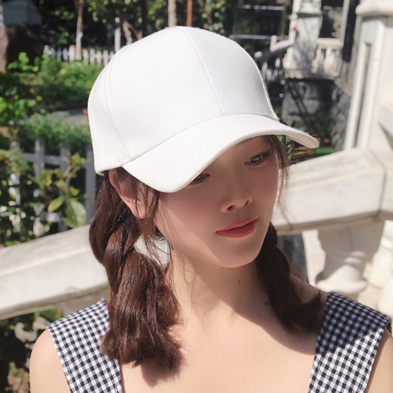 白色棒球帽男女韩版通用休闲潮短光板鸭舌帽子女帽子