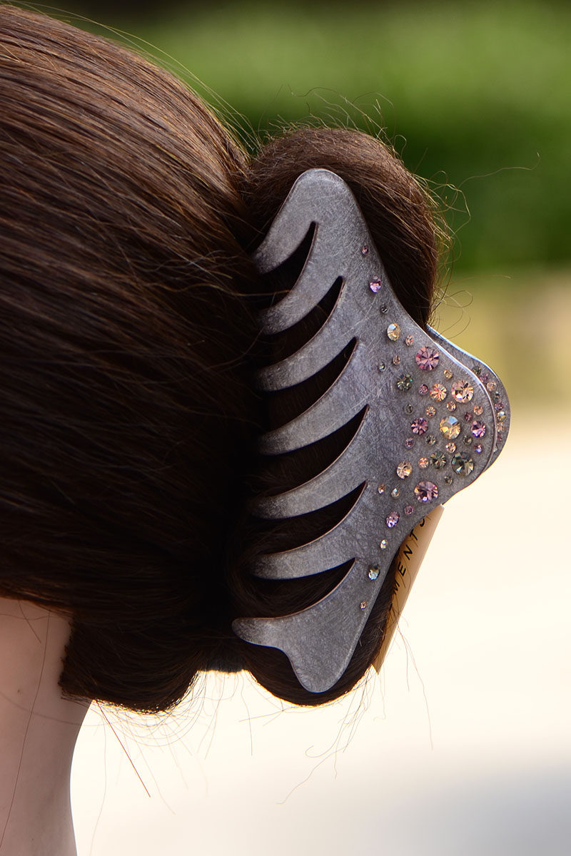 一把抓发卡妈妈盘头发夹水钻长款大号波纹卡子发饰