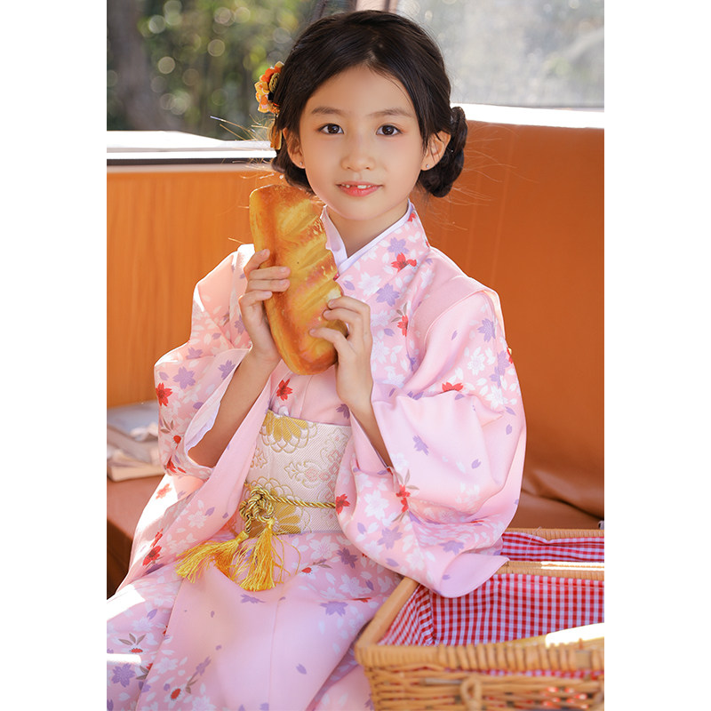 桔子点点日本儿童和服日式童装浴衣女童演出服连衣裙