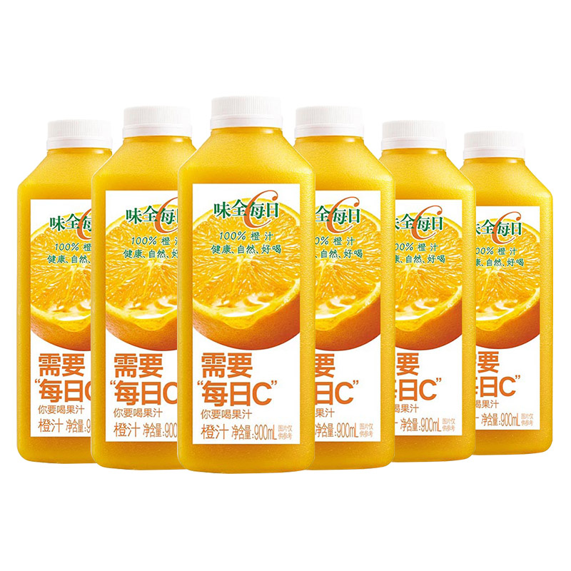 8元猫卡!味全每日c橙汁900ml*6瓶