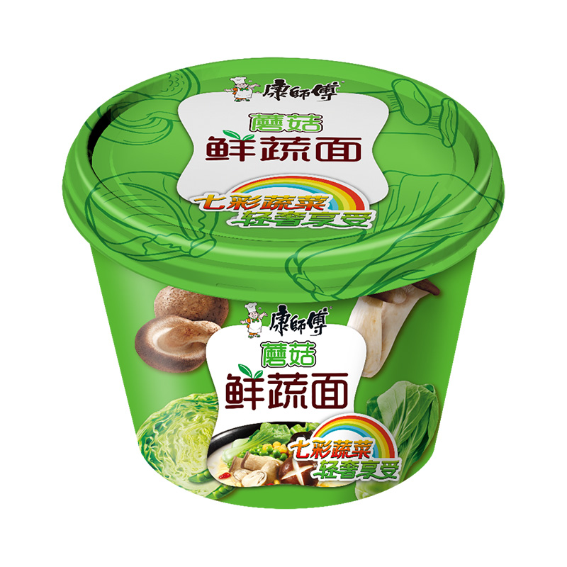 康师傅方便面熬制高汤蘑菇鲜蔬105g桶装泡面速食冲泡方便面