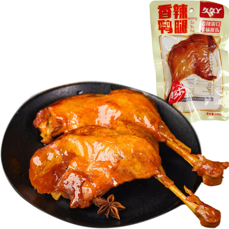 久久香辣鸭腿100g3袋即食卤味熟食下酒酒菜鸭肉零食