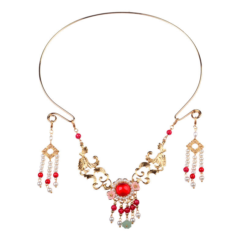 手工复古古汉璎珞项坠流苏项链配饰中式古装项链