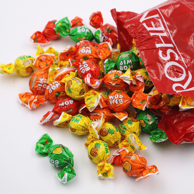 糖果乌克兰进口roshen如胜乒乓夹心硬质1kg袋喜糖果