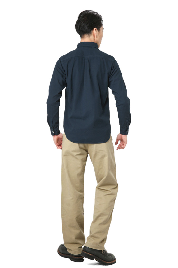 日本barnsoutfitters纯棉牛津藏青青色工装衬衣衬衫衬衫