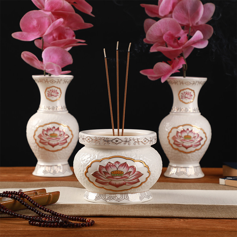 佛具用品摆件供奉家用供佛套装香炉供水水杯摆件