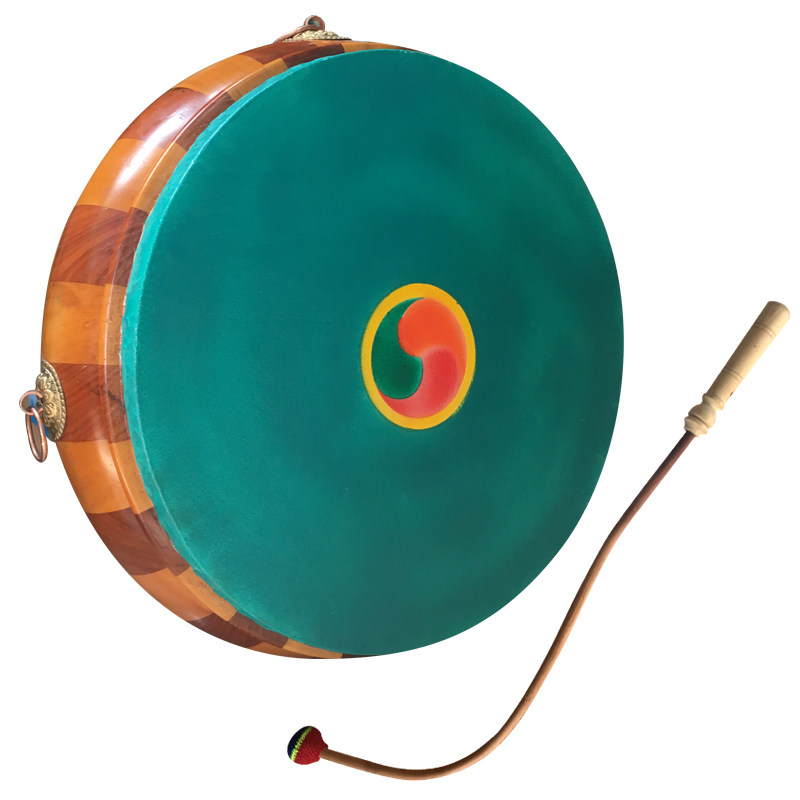 藏式法鼓藏传佛教密宗法器民族手鼓原木色藏族大鼓